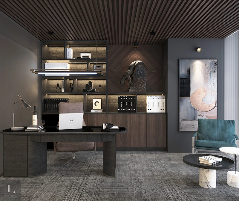 Contemporary master bedroom with ambient lighting  